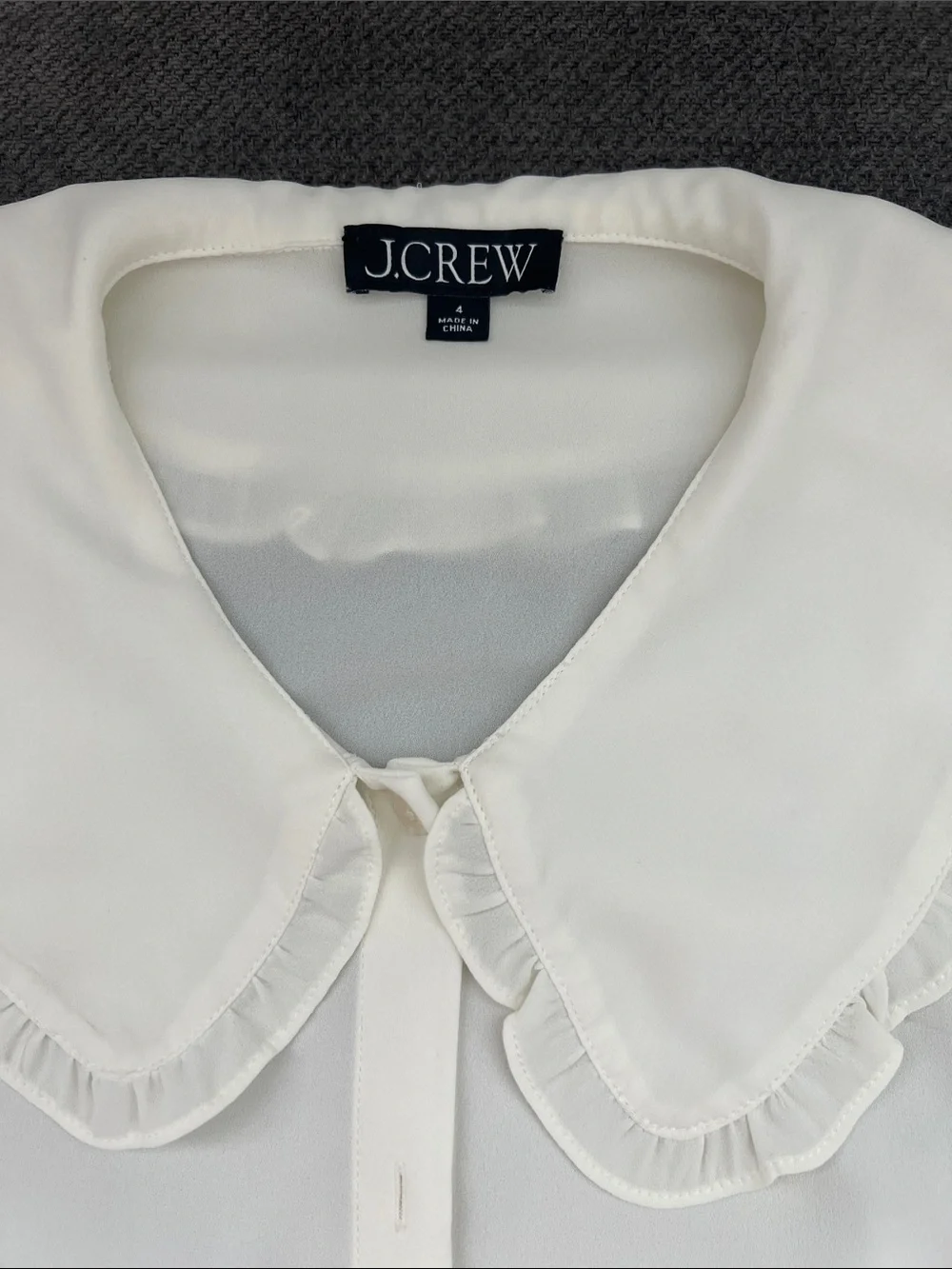 J. Crew Cream Ruffle Peter Pan Collar Blouse